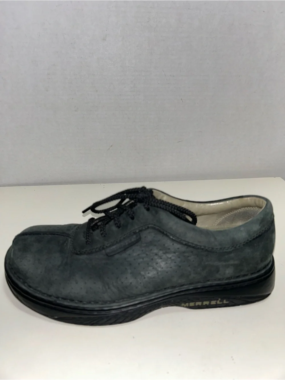 Merrell World Summit Black Perforated Leather Lace-Up Oxford Shoe